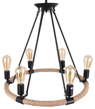 Modern Farmhouse Wagon Wheel Light Fixture, 6 Light