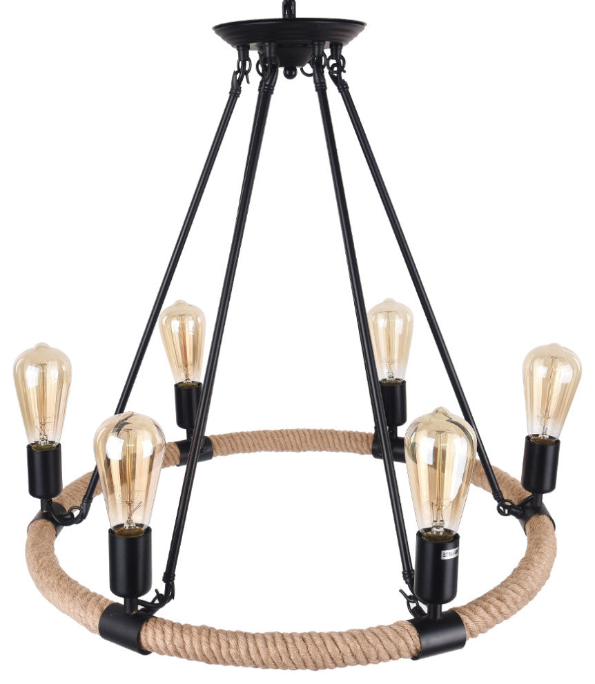 Modern Farmhouse Wagon Wheel Light Fixture, 6 Light