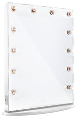 Hollywood Glow XL Vanity Mirror, Glossy White, Clear Led Globe Bulbs