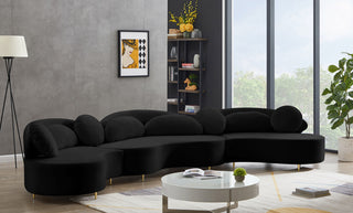 Vivacious Velvet Upholstered 3-Piece Sectional, Black