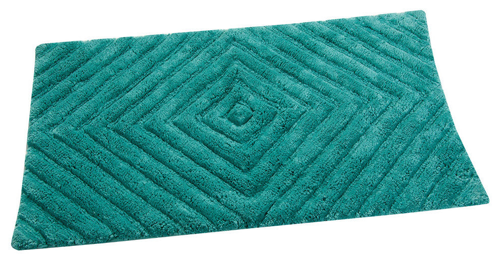 Bath Rug Cotton, 2 Piece Set, 34"x21" and 36"x24", Arctic Blue, Pattern Neon