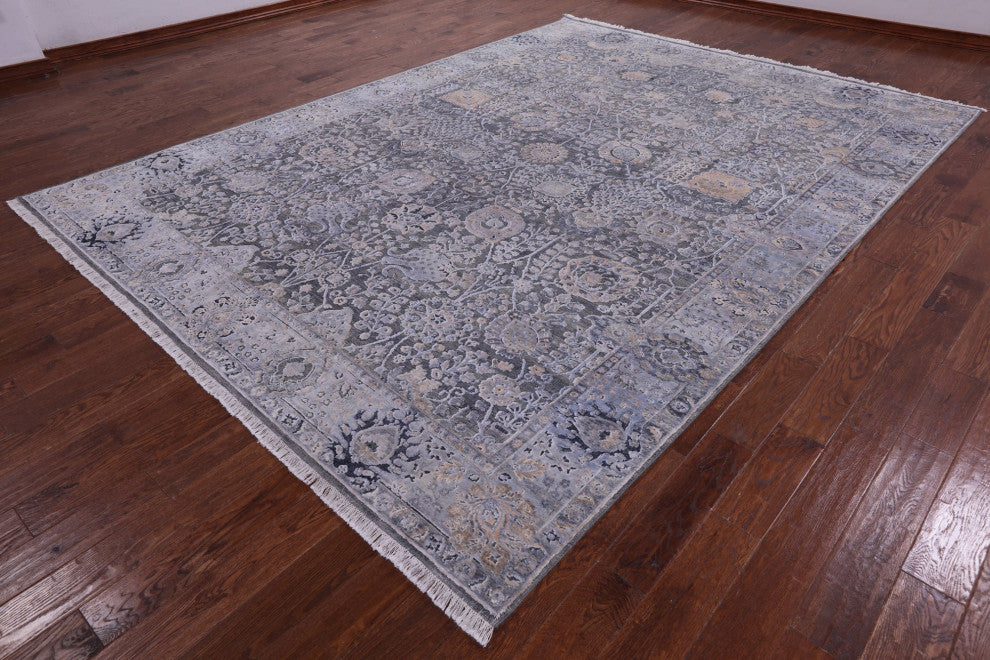 8' 11" X 12' 1" Wool and Silk Persian Handmade Rug Q9097