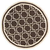 Safavieh Dhurries Dhu545A Geometric Rug, Chocolate/Ivory, 6'0"x6'0" Round