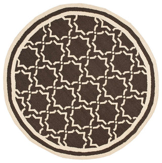 Safavieh Dhurries Dhu545A Geometric Rug, Chocolate/Ivory, 6'0"x6'0" Round