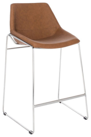 Safavieh Alexis Midcentury Counterstool, Cognac/Silver