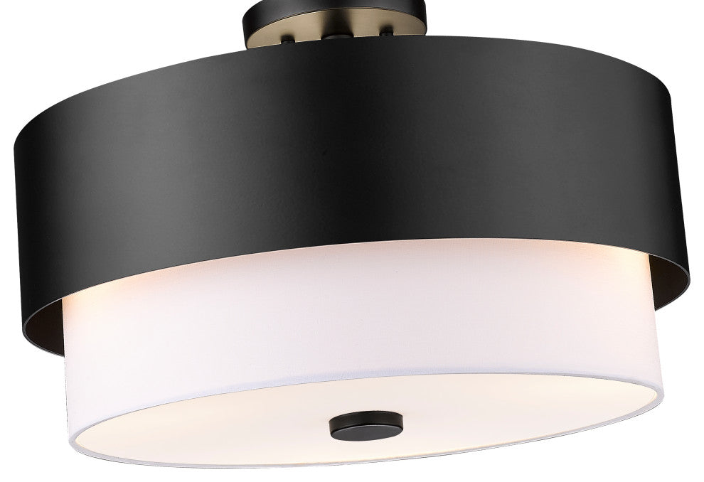 Z-LITE 3-Light Semi Flush, Matte Black