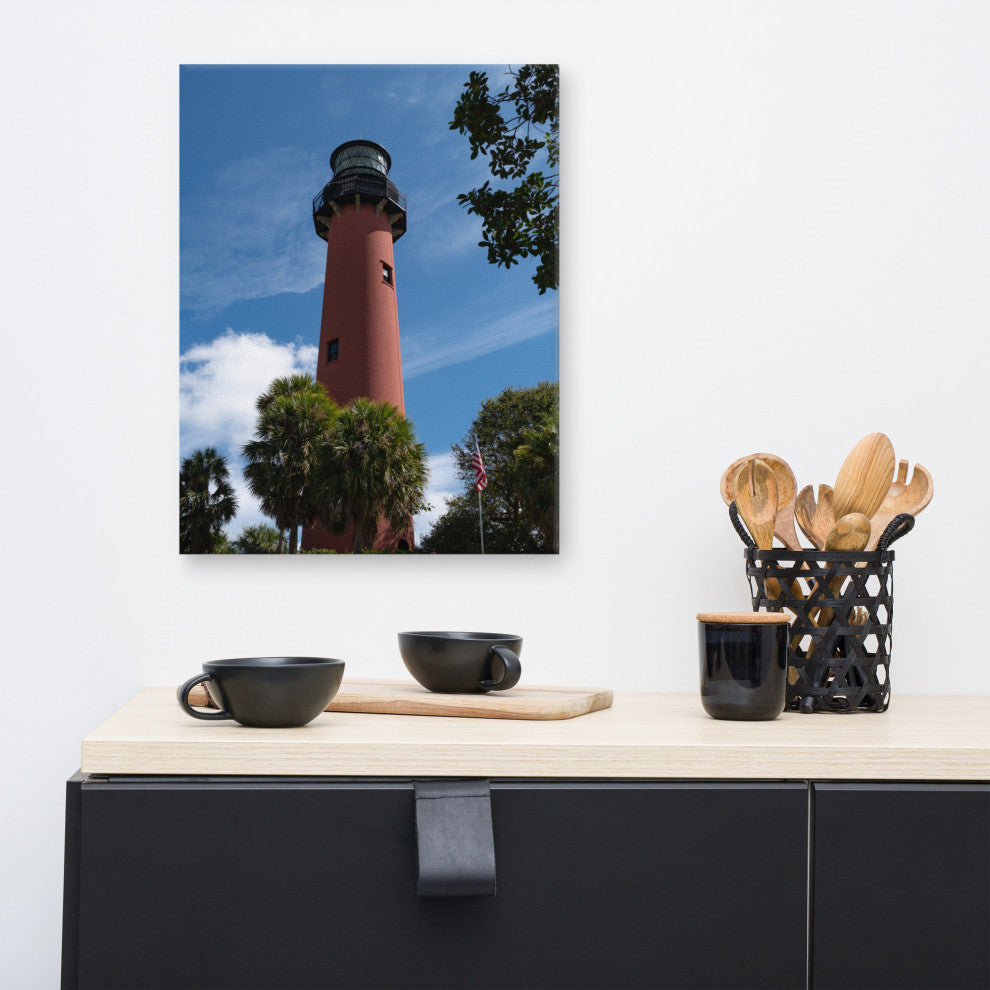 Jupiter Lighthouse 2 Color Coastal Landscape Canvas Wall Art Print, 16" X 20"