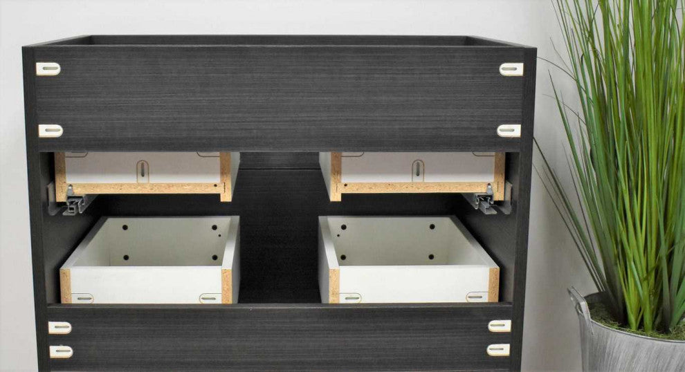 Napa 30" Modern Floating Bathroom Vanity With Round Handles Cabinet Only, Black Ash