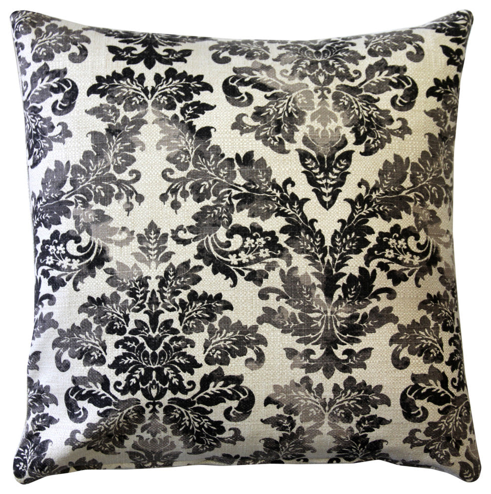 Calliope Gray Damask Pattern Throw Pillow 20x20, with Polyfill Insert