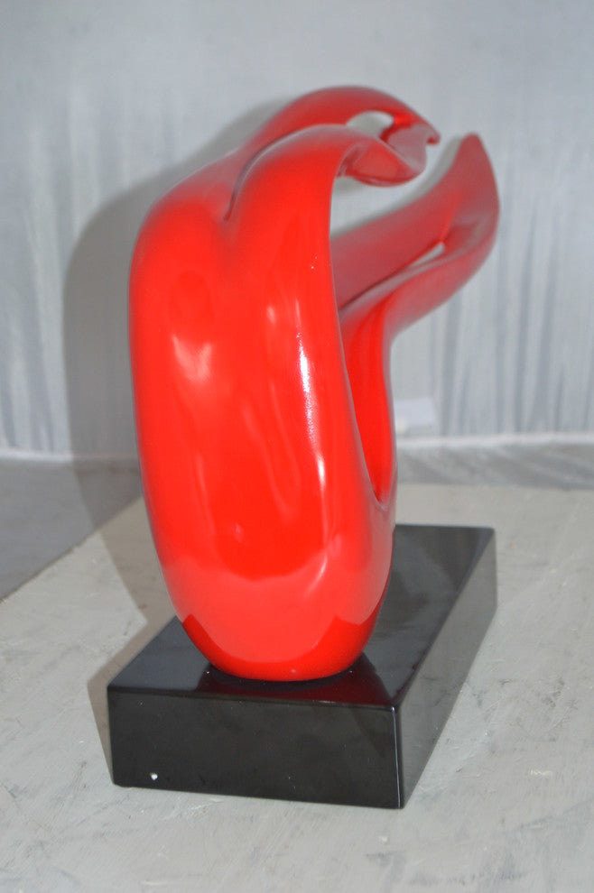 Modern Art Red Ribbon Resin Statue -  Size: 25"L x 6"W x 13"H.