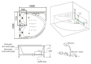 Serenada Corner Whirlpool Bathtub