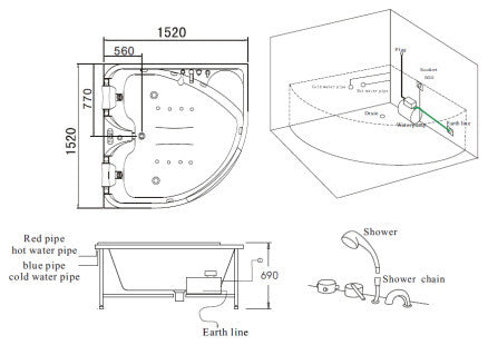Serenada Corner Whirlpool Bathtub