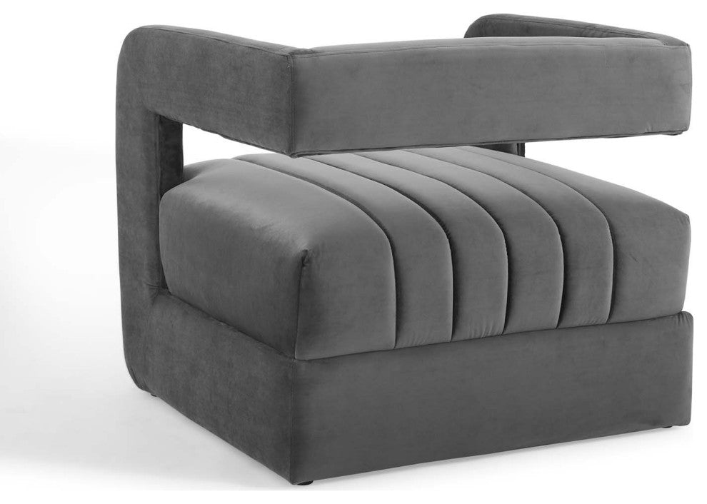 Armchair Accent Chair, Set of 2, Velvet, Dark Gray, Modern, Lounge