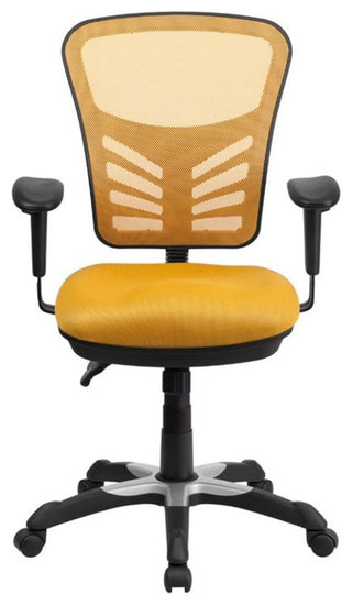 Pemberly Row Contemporary Mid Back Mesh Swivel Office Chair in Yellow