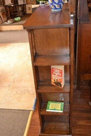 Arts and Crafts Mission Oak Bookcase With Cut Outs and Side Shelves
