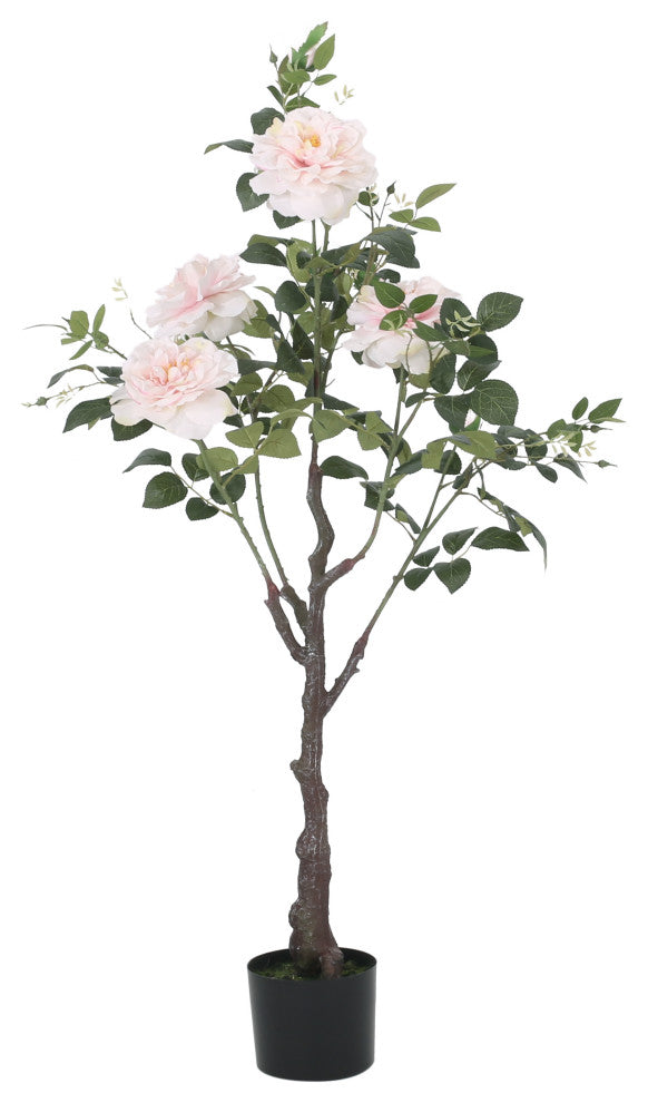 Bergweg Artificial Rose Tree, Green and Pink Champagne