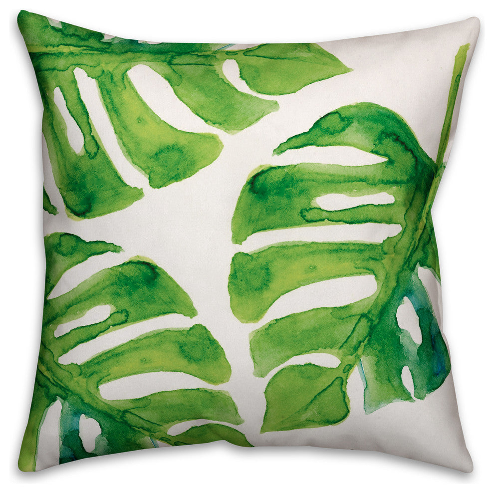 Watercolor Palm Leaf Throw Pillow, 20x20
