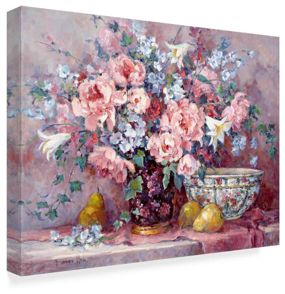 Barbara Mock ''Pears And Posies'' Canvas Art