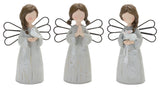 Floral Etched Angel Figurine, 3-Piece Set