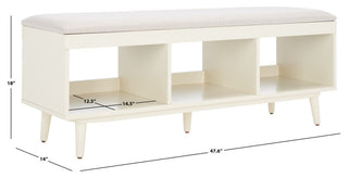 Safavieh Cricket Open Shelf Bench, Creme/Creme