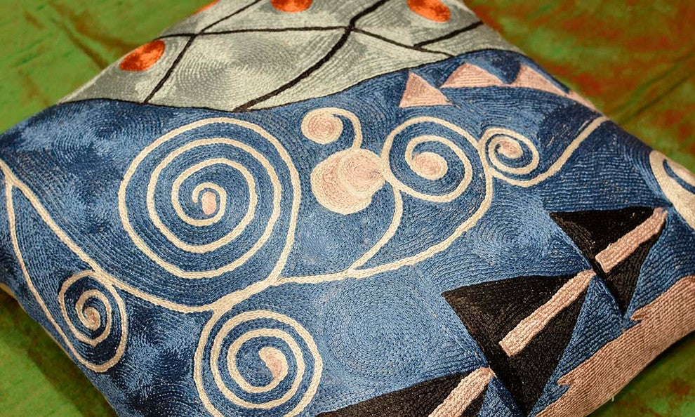 Klimt Pillow Cover Seed Tree Handmade Art Silk 18x18"