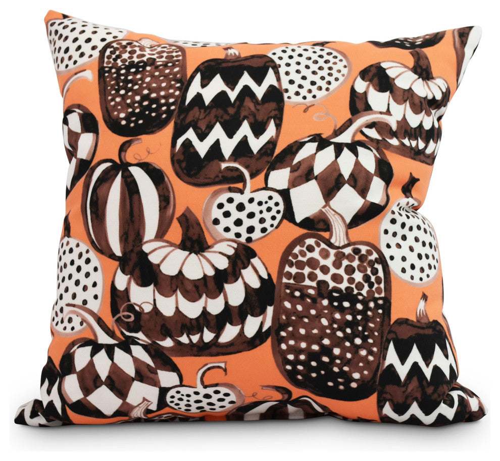 Pumpkins Galore Halloween Print Decorative Throw Pillow, Orange, 16"