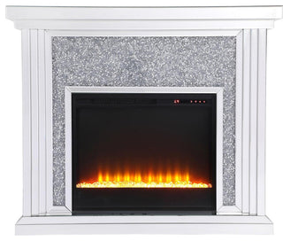 47.5" Crystal Mirrored Mantle With Crystal Insert Fireplace