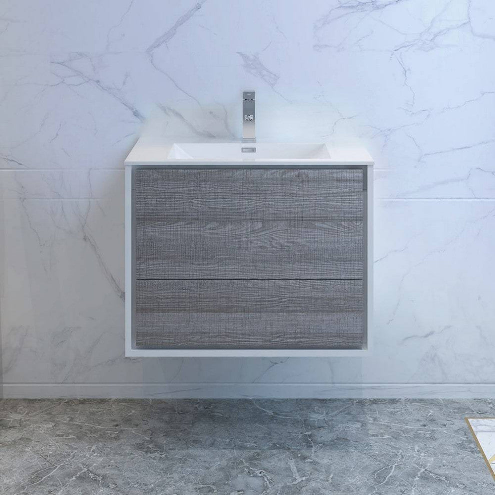 Fresca FCB9230HA-I Catania 30" Glossy Ash Gray Wall Hung Cabinet With Sink