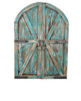 Farmhouse Arched Pair Wooden Doors, Small, Turqouise
