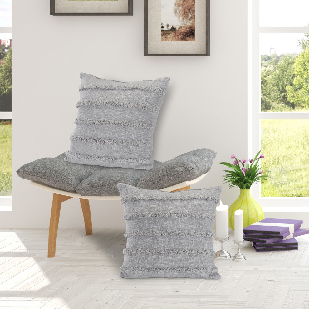 Overtufted Solid Throw Pillow, Gray