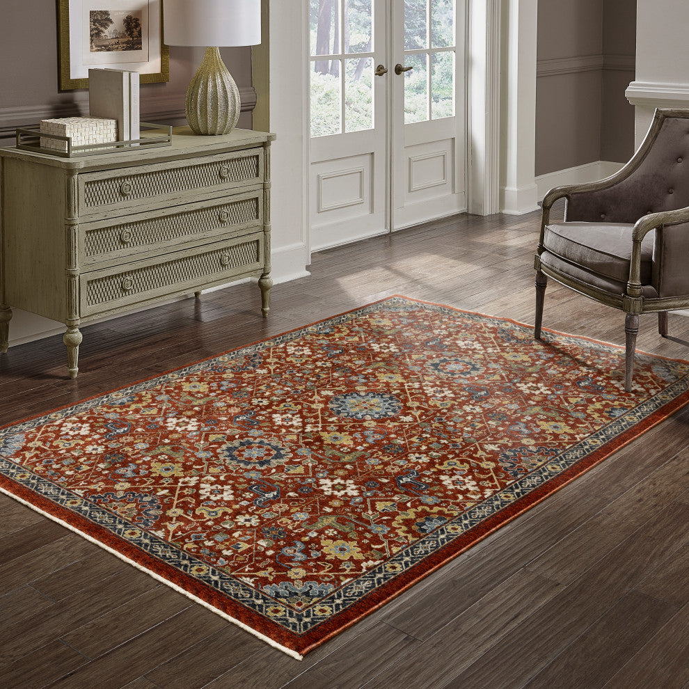 Augustus Persian Inspired Indoor Area Rug, Red, 9'10"x12'10"
