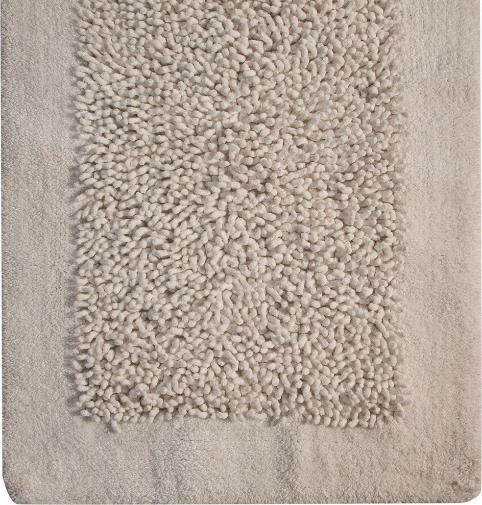 Bath Rug Cotton and Chenille Tufted, 34"x21", White, GSF 200, Pattern Lima