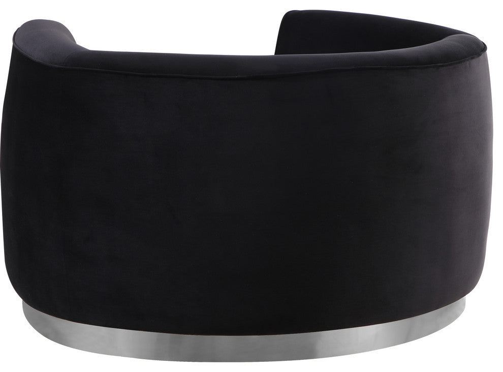 Julian Velvet Upholstered Chair, Black, Chrome Base