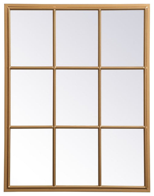 Elegant Decor MR622836BR Metal Windowpane Mirror, 28"x36", Brass