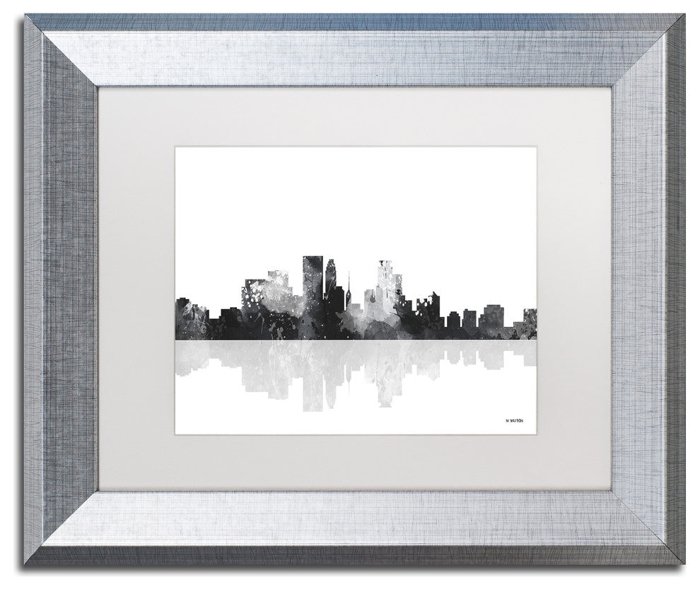 Watson 'Minneapolis Minnesota Skyline' Art, Silver Frame, 11"x14", White Matte