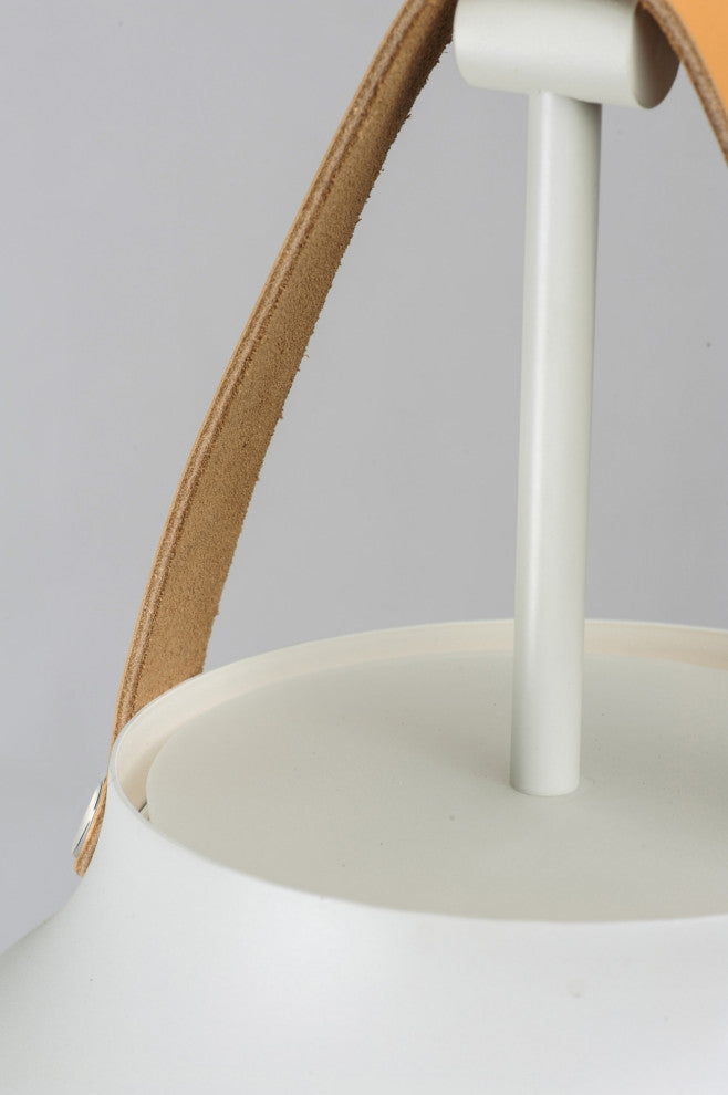 Maxim 11356 Nordic 1 Light 14" Aluminum Pendant - Tan Leather / Black