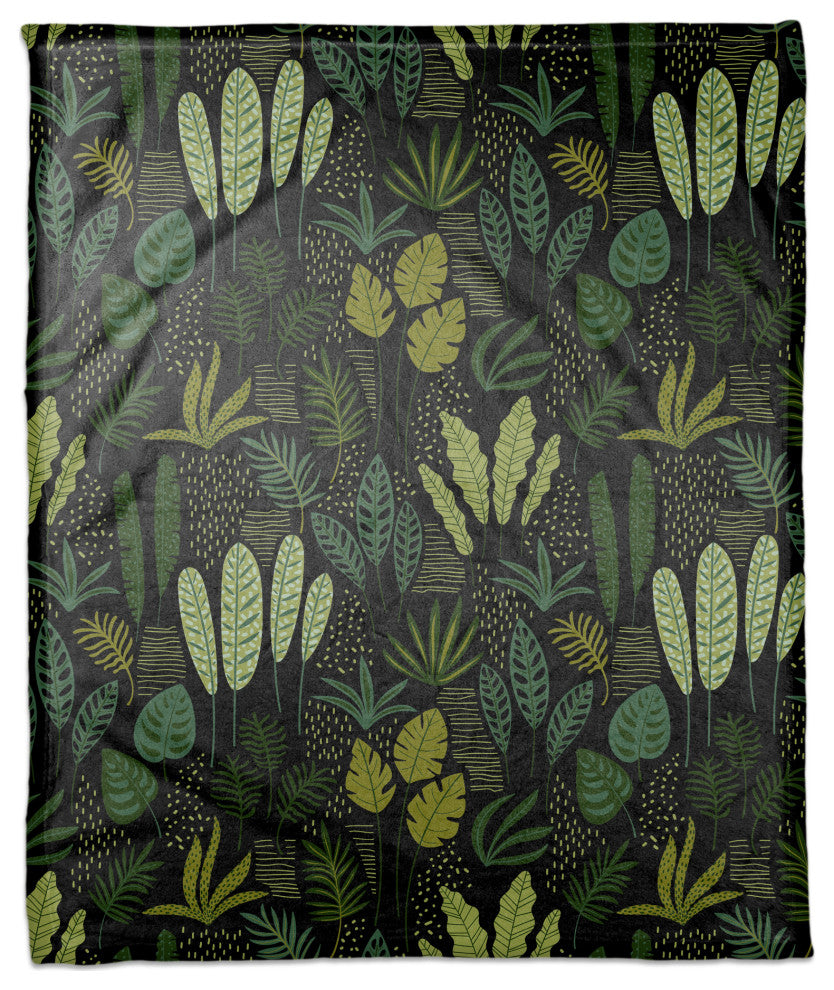 Fun Leaves On Black 50x60 Coral Fleece Blanket