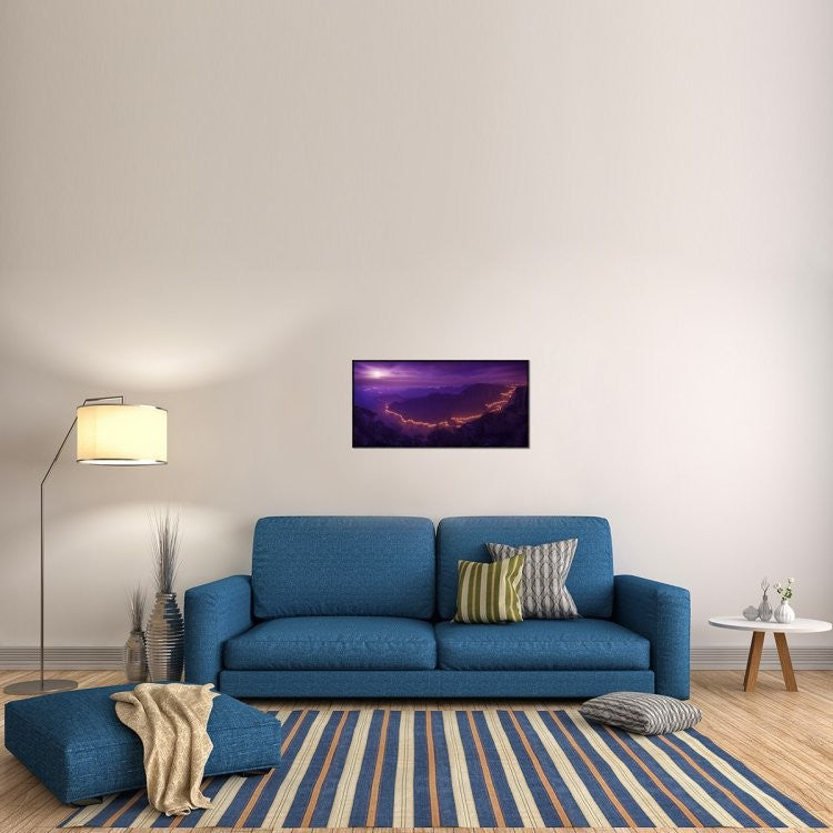 "Lights Of The Night" Framed Canvas Giclee by Raphael Sombrio, 37x19"
