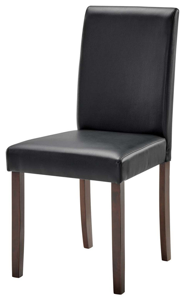Side Dining Chair, Set of 2, Faux Leather, Wood, Black, Cafe Bistro Restaurant