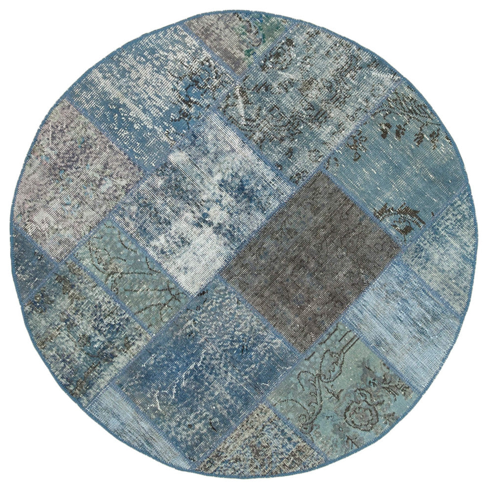 Rug N Carpet - Handmade Turkish 5' 1" x 5' 1" Small Round Patchwork Rug