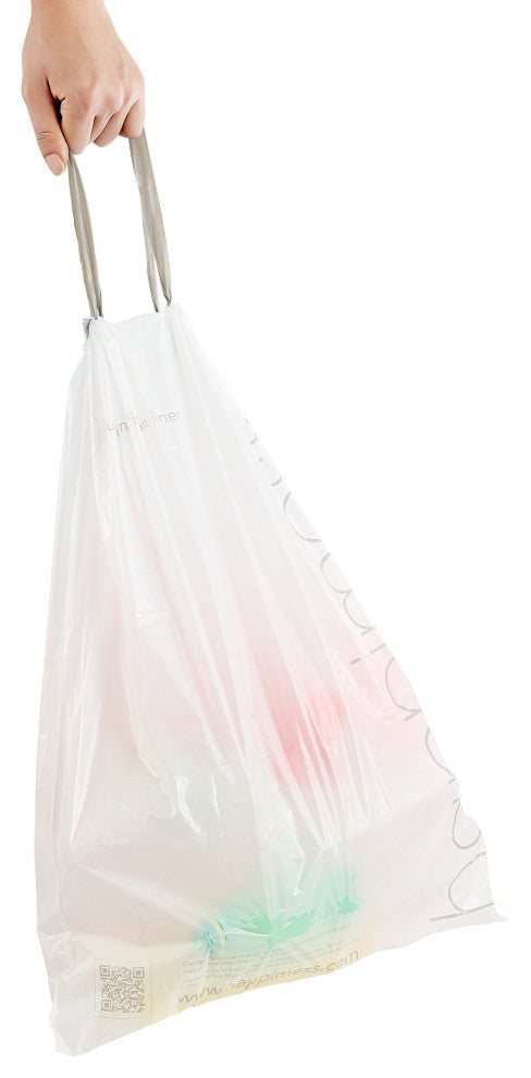happimess Drawstring Trash Can Liner,, 60-Count, 3-Packs of 20 Liners, White, 5.3 Gallons