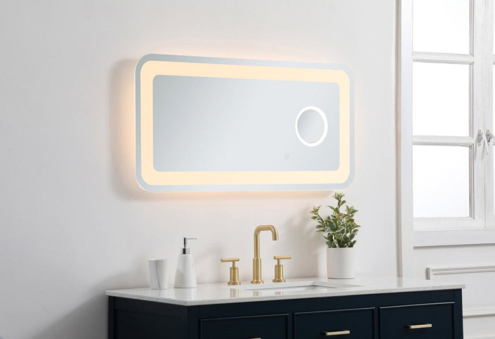 Lucy 20"x40" Hardwired LED Mirror With Magnifier and Color Changing Temperature