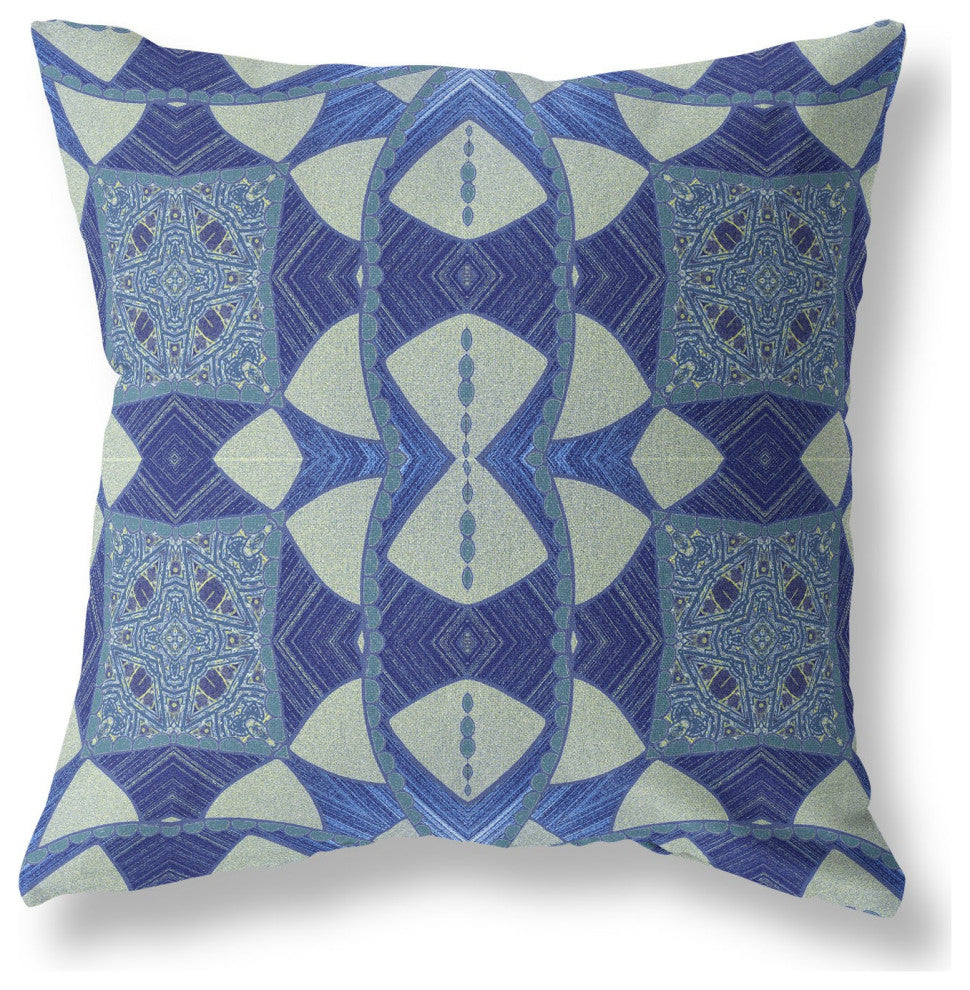 16" Dark Blue Cosmic Circle Boho Suede Throw Pillow