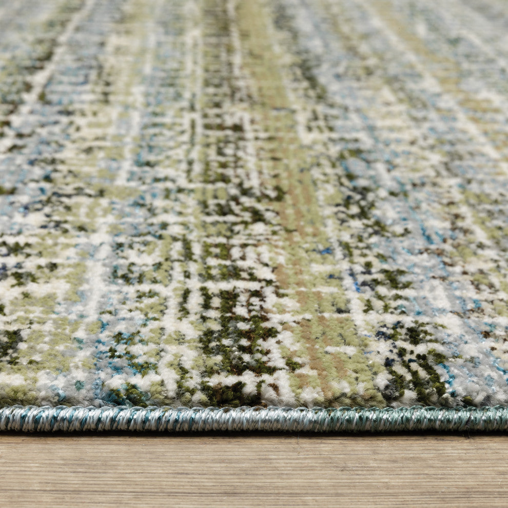 Aegina Gridwork Plaid Blue/ Green Area Rug Runner 2'3" x 8'