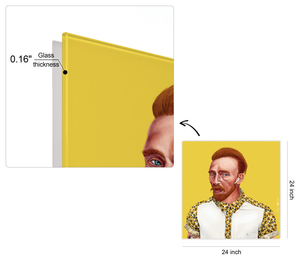 "Hip Vincent Van Gogh" Frameless Reverse Printed Tempered Art Glass Wall Art