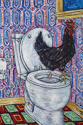 "Chicken" Painting Print on Wrapped Canvas, 20"x30"