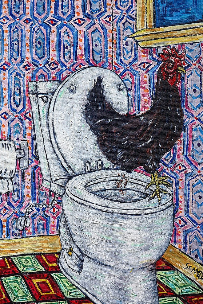 "Chicken" Painting Print on Wrapped Canvas, 20"x30"