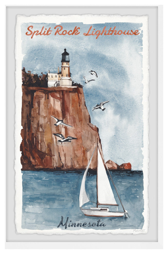 "Split Rock Lighthouse" Framed Painting Print, 20x30