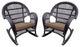 Jeco Wicker Rocker Chair in Espresso with Brown Cushion (Set of 2)