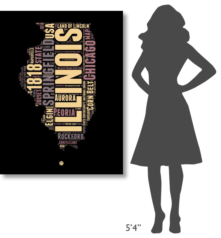 "Illinois Word Cloud 1" Fine Art Print